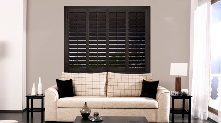 Boston sunroom with plantation shutters.